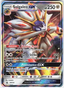 Pokemon Solgaleo GX - SM104 Holo Promo Sun & Moon Promo Pokemon Near Mint - Image 1