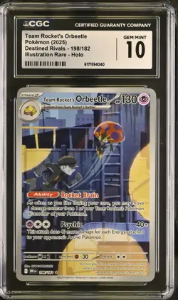 Team Rocket's Orbeetle 198/182 Sv10: Destined Rivals Holo CGC GM 10 - Image 1