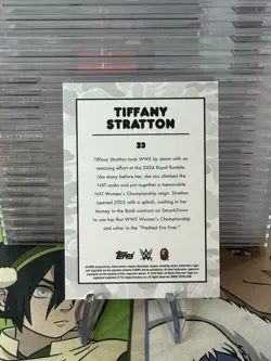 2025 Topps WWE x Bape Tiffany Stratton Green Camo Base Card Bathing Ape #23 - Image 2