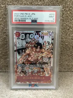 2022 ONE PIECE JPN OP02-PARAMOUNT WAR MANGA ALTERNATE ART PORTGAS D. ACE PSA 9 - Image 1