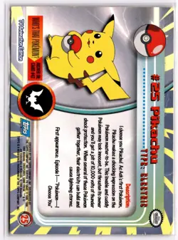 Pokemon Pikachu 25 (Blue) Topps Pokemon TV Animation Edition Series 1 LP - Image 2