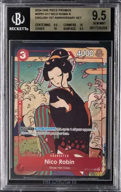 BGS 9.5 Nico Robin #017 One Piece English 1st Anniversary Set 2024 GEM MT - Image 1