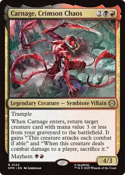 Presale- CARNAGE, CRIMSON CHAOS x1 mtg NM-M Marvel's Spider-Man 1 Rare - Image 1