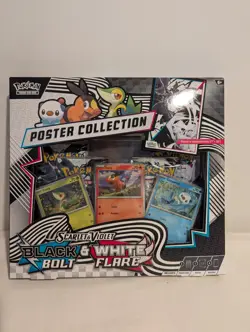 Pokemon Black Bolt White Flare 4 Booster Pack Poster Collection Box - NEW SEALED - Image 1