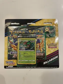 Pokemon TCG: Crown Zenith Pin Collection triple Blister rillaboom Factory Sealed - Image 1