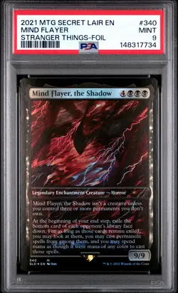 2021 MTG SECRET LAIR DROP STRANGER THINGS-FOIL MIND FLAYER, THE SHADOW PSA 9 - Image 1