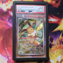 2025 POKEMON PRISMATIC EVOLUTIONS POKEMON CENTER ETB PROMO SVP #173 EEVEE PSA 8 - Image 1