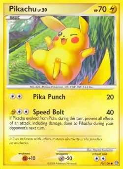 Pikachu - 70/100 - Common PL/MP, English Pokemon Stormfront - Image 1
