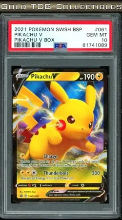 PSA 10 ⭐ Pokemon Pikachu V SWSH061 061 Pomo Black Star Full Art Graded Card - Image 1