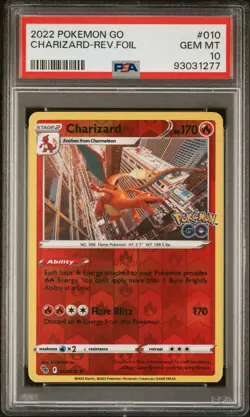 2022 POKEMON GO #010 CHARIZARD-REVERSE FOIL PSA 10 - Image 1