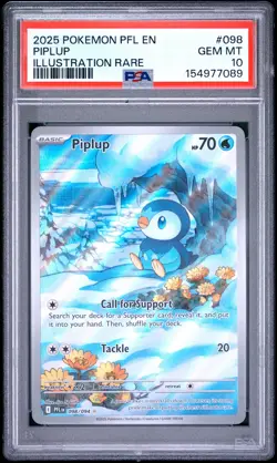 2025 POKEMON PFL EN-PHANTASMAL FLAMES ILLUSTRATION RARE #098 PIPLUP PSA 10 - Image 1