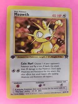 Meowth 1st Edition Team Rocket Pokemon Card WOTC NM - Image 1