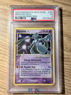 2006 POKEMON EX HOLON PHANTOMS GOLD STAR #103 MEWTWO-HOLO PSA 5 - Nice! - Image 1