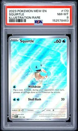 2023 Pokemon SV: 151 Squirtle 170/165 Illustration Rare IR PSA 8 - Image 1