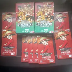 (x8) One Piece Carrying On His Will Booster Pack Lot OP-13 + 2 ST 30 Deck GodUU - Image 1