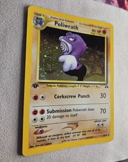 1st Edition Poliwrath 9/75 Neo Discovery Holo Pokemon Card LP + - Image 3