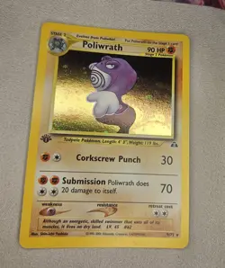 1st Edition Poliwrath 9/75 Neo Discovery Holo Pokemon Card LP + - Image 4