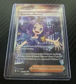 Pokemon Acerola's Mischief 165/132 Full Art Holo Ultra Rare mega evolution - Image 1