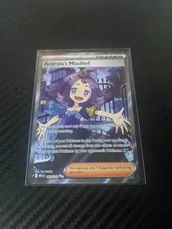 Pokemon Acerola's Mischief 165/132 Full Art Holo Ultra Rare mega evolution - Image 2