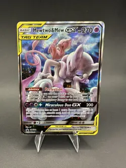 Pokemon TCG Mewtwo & Mew GX SM191 Black Star Promo Holo Tag Team MP-HP - Image 1