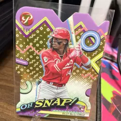 2024 Topps Pristine Elly De La Cruz Oh Snap Gold /50 Die Cut Rookie RC Reds - Image 3