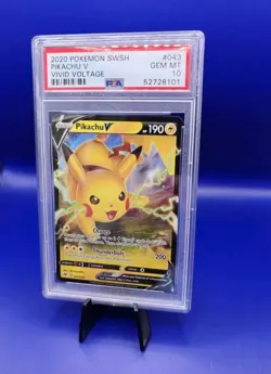 Pikachu V 043/185 SWSH Vivid Voltage Pokemon Card 2020 PSA 10 See Description - Image 2