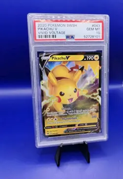 Pikachu V 043/185 SWSH Vivid Voltage Pokemon Card 2020 PSA 10 See Description - Image 3