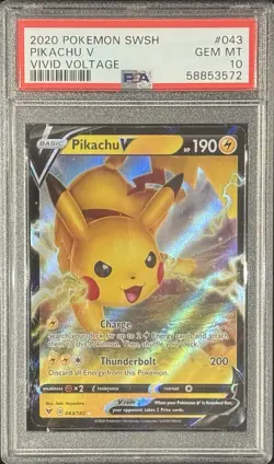Pokemon TCG Pikachu V 043/185 Vivid Voltage Holo Ultra Rare PSA 10 - Image 1