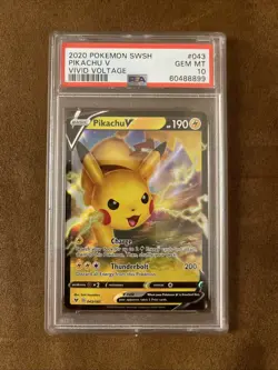 2020 Pokemon Vivid Voltage Pikachu V #043/185 Gem MT PSA 10 - Image 1