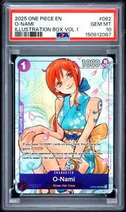 2025 ONE PIECE PROMOS ILLUSTRATION BOX VOL.1 #062 O-NAMI PSA 10 - Image 1