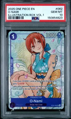 2025 ONE PIECE PROMOS ILLUSTRATION BOX VOL.1 #062 O-NAMI PSA 10 - Image 1