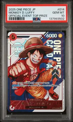 Monkey D. Luffy 014 Official Event Top Prize One Piece Japanese PSA 10 - Image 1