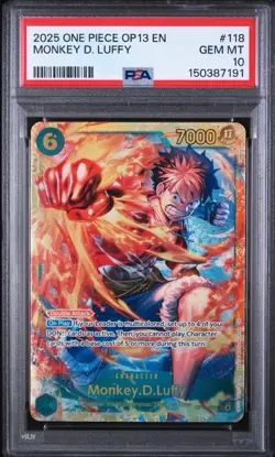 Bandai One Piece CCG Monkey D. Luffy OP13-118 EN Foil Secret Rare PSA 10 - Image 1
