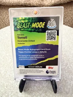Topps 2025-26 Premier League Sandro Tonali Beast Mode Auto Bma-St Newcastle - Image 2