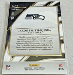 2025 Select Prizm White Shock #213 Jaxon Smith-Njigba #'d 791/799 - Image 2