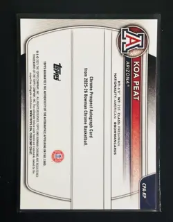 KOA PEAT 2025-26 BOWMAN CHROME BLACK GEOMETRIC REF. ROOKIE AUTO 1/10 ARIZONA - Image 2