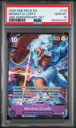 2025 ONE PIECE ENGLISH VERSION 2ND ANNIVERSARY SET #119 MONKEY D. LUFFY PSA 10 - Image 1