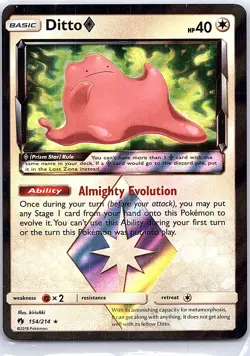 Ditto ◇ 154/214 Prism Star Rare Lost Thunder Pokemon Holo Near Mint - Image 1