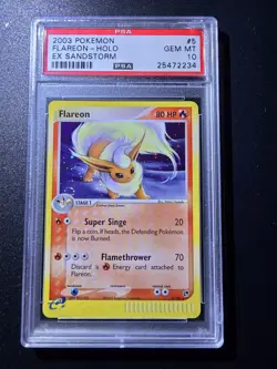 Pokemon Flareon EX Sandstorm Holo Rare 5/100 PSA 10 Gem Mint - Image 1