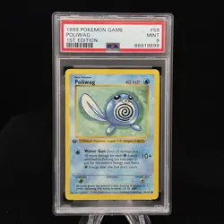 Poliwag #59 1st Edition Base Set 1999 Pokemon Game PSA 9 💦 - Image 1