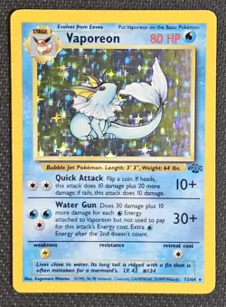 Vaporeon 12/64 Jungle Holo Rare Unlimited LP Pokemon TCG - Image 1
