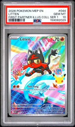 2026 POKEMON MEP EN-ME BLACK STAR PROMO #044 LITTEN PSA 10 - Image 1