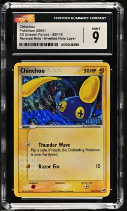 *POP 13* CGC 9 Chinchou Reverse Holo Inverted EX Unseen Forces 52/115 Pokemon - Image 1