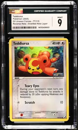 *POP 13* CGC 9 Teddiursa Reverse Holo Inverted EX Unseen Forces 77/115 Pokemon - Image 1