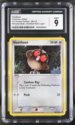 *POP 24* CGC 9 Hoothoot Reverse Holo Inverted EX Unseen Forces 59/115 Pokemon - Image 1