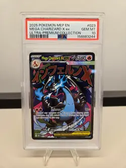 2025 POKEMON MEP EN-ME UPC BLACK STAR PROMO #023 MEGA CHARIZARD X ex PSA 10 #023 - Image 1
