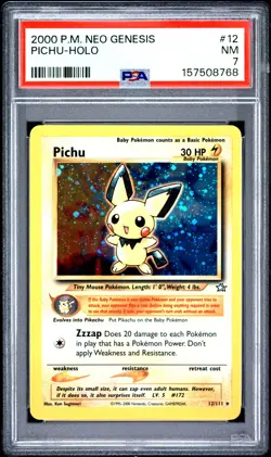 2000 POKEMON NEO GENESIS #12 PICHU-HOLO PSA 7 - Image 1