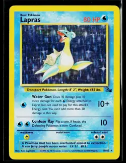 Pokemon TCG Lapras Fossil Holo Unlimited Rare Card 10/62 MP - Image 1