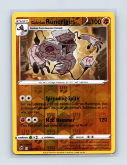 Galarian Runerigus 102/192 Rare Rebel Clash Pokemon Reverse Holo Near Mint - Image 1