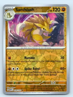 Sandslash 028/165 Uncommon 151 Pokemon Reverse Holo Near Mint - Image 1
